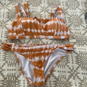 Orange and white tie-die two bikini